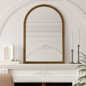 Iron Art Arch Vintage Vanity Mirror, Wall Hanging, Placed On The Table, Suitable For Living Room, Bedroom, Bathroom (Gold)