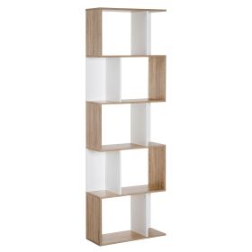 5-Tier Geometric Bookcase Display Shelf Storage Shelf Modern Room Divider Living Room Home Office Furniture, White