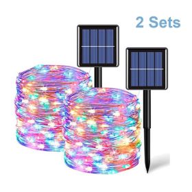 Set Of 2 Solar Fairy String Lights 20M 200 LED Copper Wire Outdoor Garden Decor (Option: Colorful)