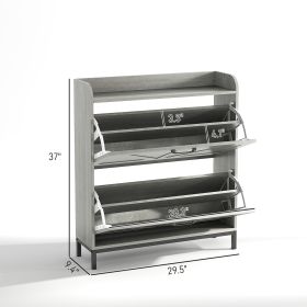 Shoe Cabinet Organizer With 2 Flip Drawers, Legs, Narrow Shoe Storage Cabinet For Entryway, Hallway, Light Gray (Option: Gray)
