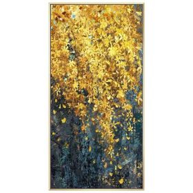 Modern Canvas Painting Poster and Print for Living Room Home Decorative Large Art Wall Painting Golden Leaf Restaurant Picture (size: 50X100cm)