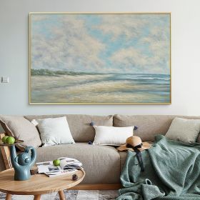 Hand Painted Painting Substantially High Quality Abstract Beach Landscape On Canvas For Living Room Decoration Free Shipping (size: 150x220cm)