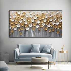 Original Gold Floral Abstract Handmade Oil Painting Designer Limited Gold Leaf Painting Modern Light Luxury Canvas Wall Art Room Wall Home Decor (style: 01, size: 40X80cm)