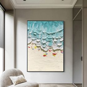 Thick Texture People On The Beach Handmade Abstract Oil Painting Unframed Custom Artwork China Import Item Decoration For Home (size: 70x140cm)